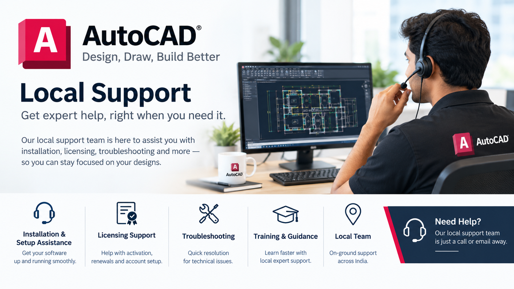 Small business team using AutoCAD for 2D and 3D design