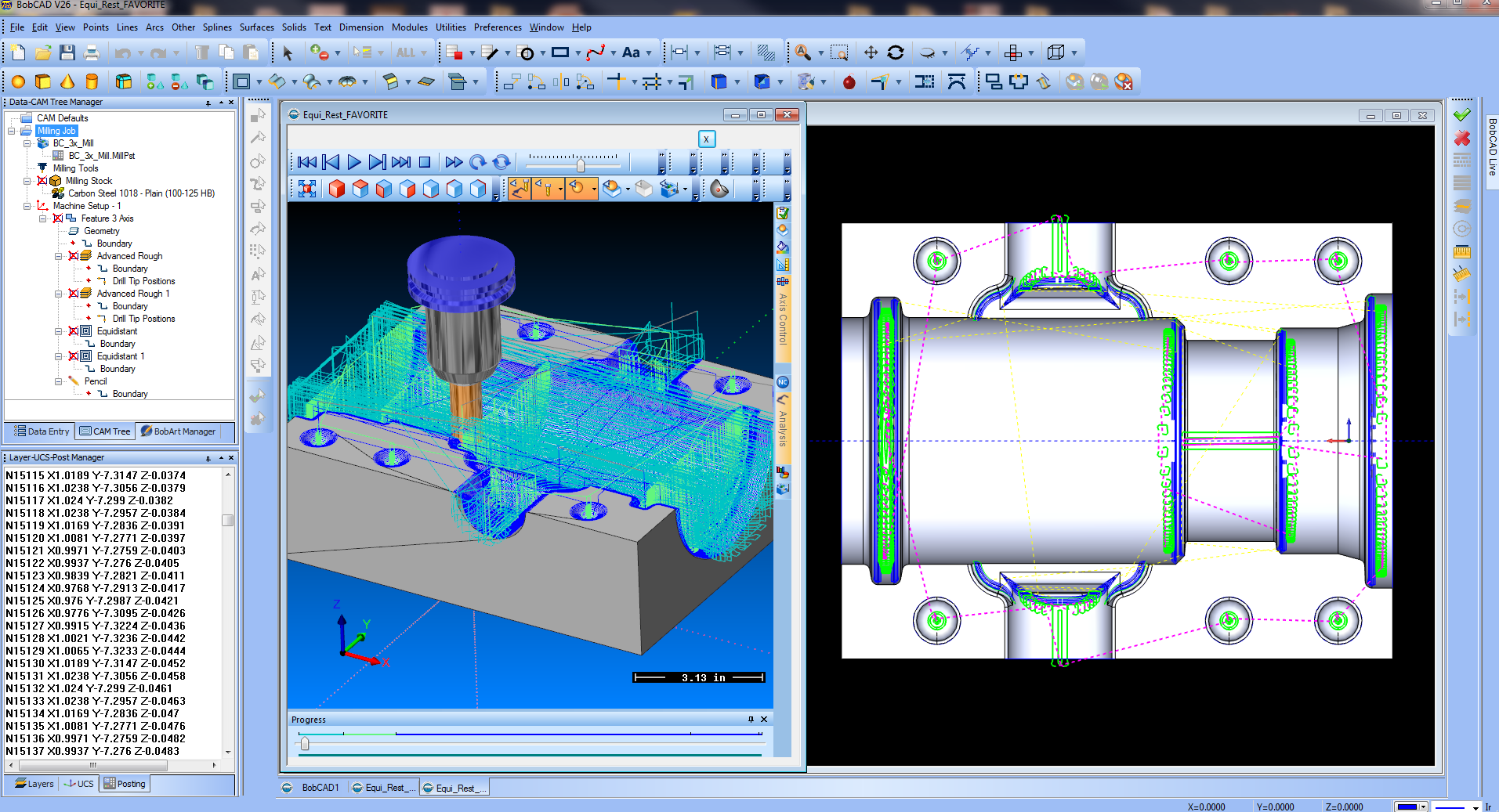 CAD/CAM software workflow from design model to CNC toolpath